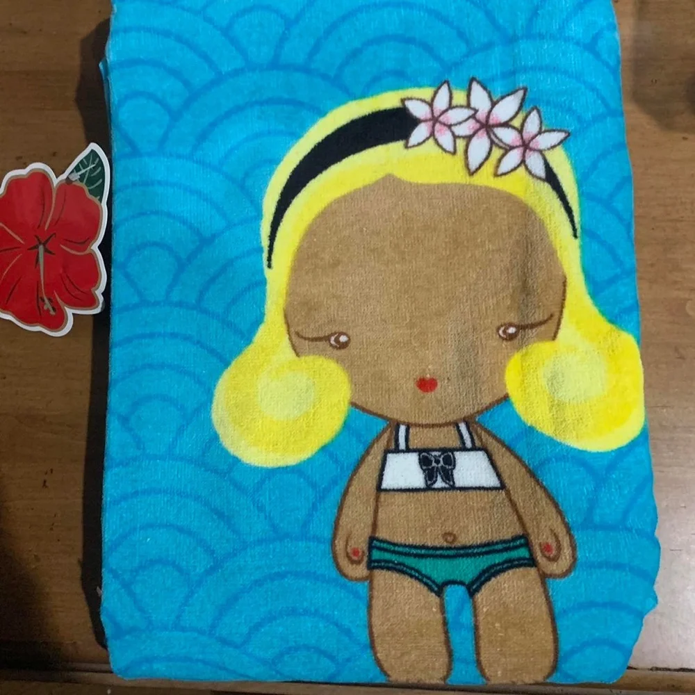 Harajuku Lovers Fragrance by Gwen Stefani Blue Beach Towel Retro New with Tags